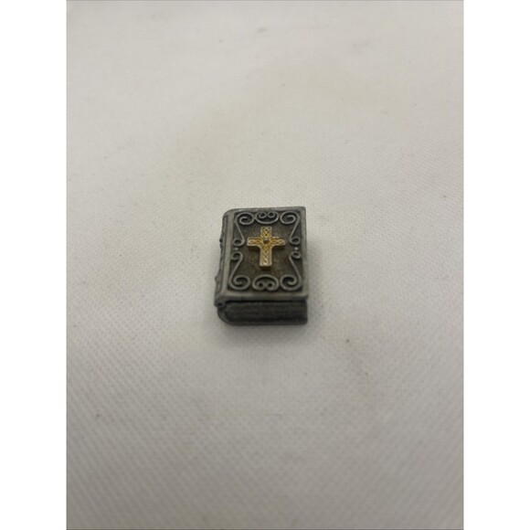 2000 Torino Pewter Prayer Book Trinket Box w/Cross on Lid & Praying Hands Inside - Picture 1 of 7